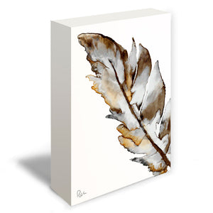 Grey Feather Art Tile "Delicate Strength"